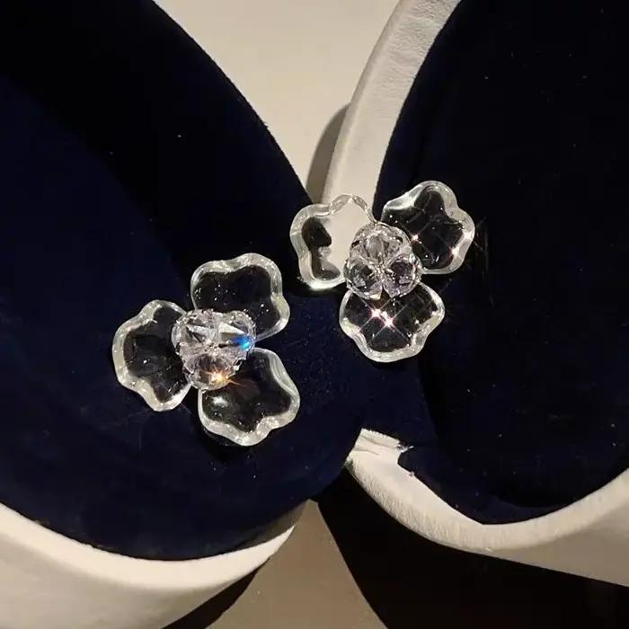 Boucles d'Oreilles Transparentes en Résine Plante Mode Délicate Pour Adolescentes Occasions Spéciales