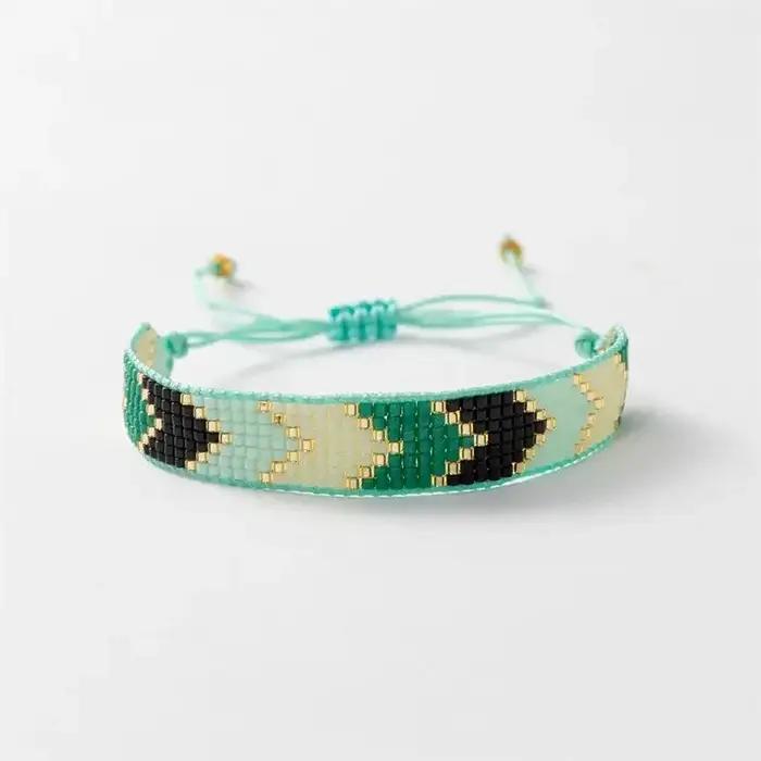 ALIYA MIYUKI Bracelets cadeau de fête des mères tissage perles flèche verte accessoires personnalisé