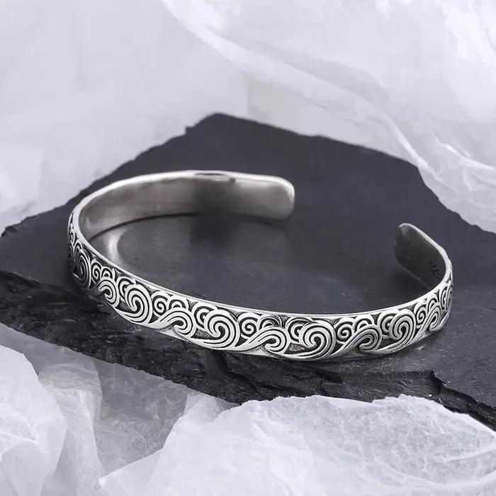 Nouveauté rétro vague Bracelets 925 bijoux en argent Sterling mode Spray personnalité doux nuage ouverture