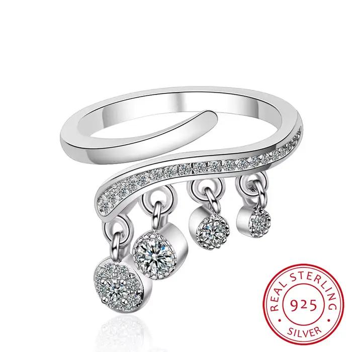 Bague en argent 925 avec pompon en zircone cubique pour femme, bijoux brillants, bohème, minimalisme