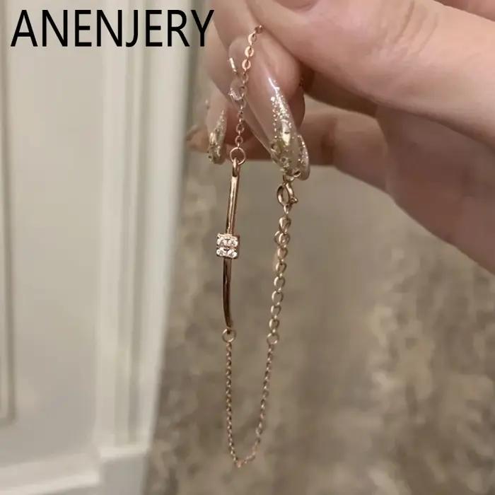 Bracelet ouvert carré en zircon ANENJERY pour femmes
