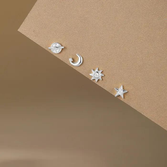 Aide-Ensemble de boucles d'oreilles en argent regardé 925 pour femme