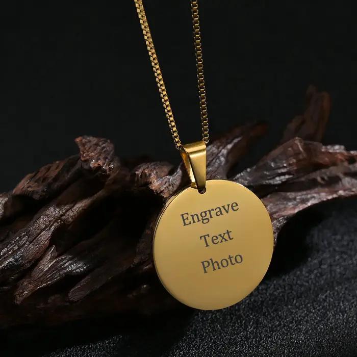 Collier personnalisé en acier inoxydable avec gravure de photo ou texte pour femmes occasions spéciales anniversaires fiançailles cadeau d'anniversaire mariage