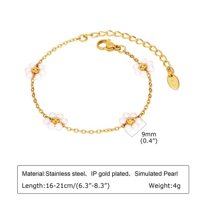 Bracelet Daisy Flower plaqué or JO18K pour femmes motifs fleurs boho d'été occasions spéciales anniversaire mariage engagement