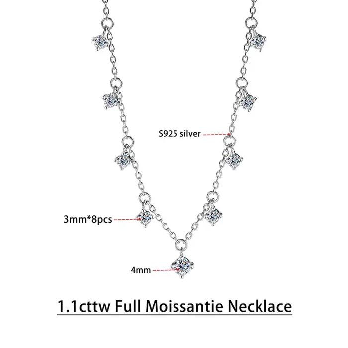 Collier en moissanite Serenity 1.1ct D color pour femmes, pendentif en forme de cœur, chaîne plaquée or 18 carats, bijou de luxe pour occasions spéciales
