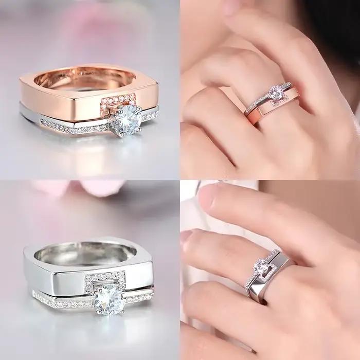 Ensemble de matiques doubles carrées en or rose pour femme