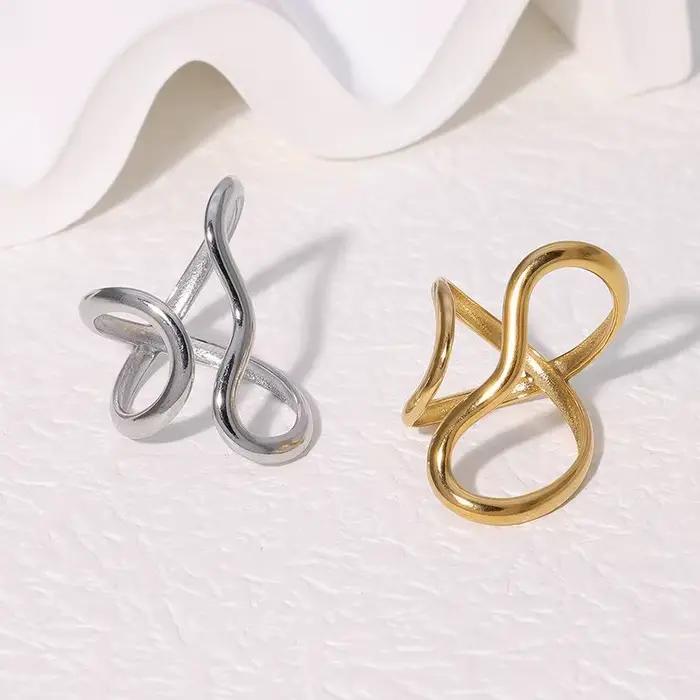 Bague ouverte étanche en acier inoxydable pour femmes