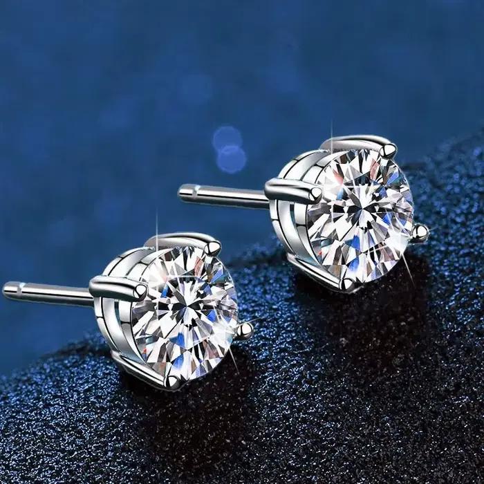 D VVS1 Moissanite boucles d'oreilles pour femmes passer diamant testeur stylo S925 platine placage M