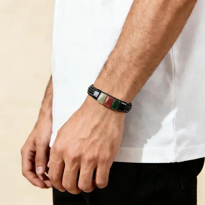 Bracelet en pierre d'améthyste naturelle pour hommes et femmes
