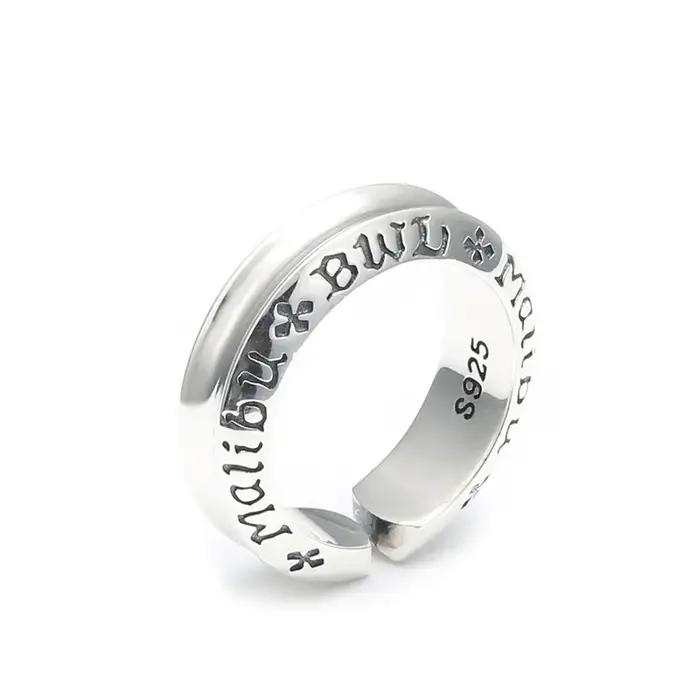 Bague en argent S925 style punk lettre pour homme occasions spéciales hip-hop soirée chic