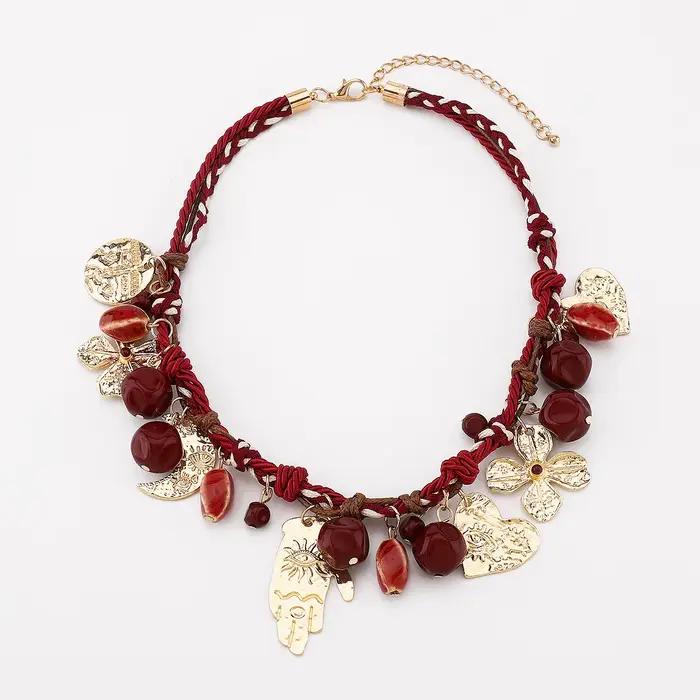 LUREME bohème ethnique colliers palmier lune amour pendentifs main noeud chaîne rétro Multi élément hommes femmes mode OL bijoux