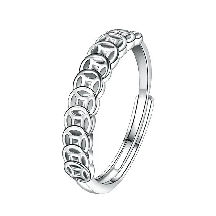 Bague élégante en argent sterling 925 avec pièce de monnaie en cuivre exquise pour hommes et femmes, cadeau de mariage, accessoires de bague pour couple