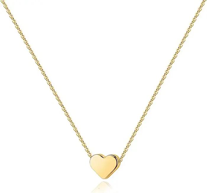 Collier coeur plaqué or K | Collier plaqué argent, pendentif d'amour délicat et mignon pour femmes,
