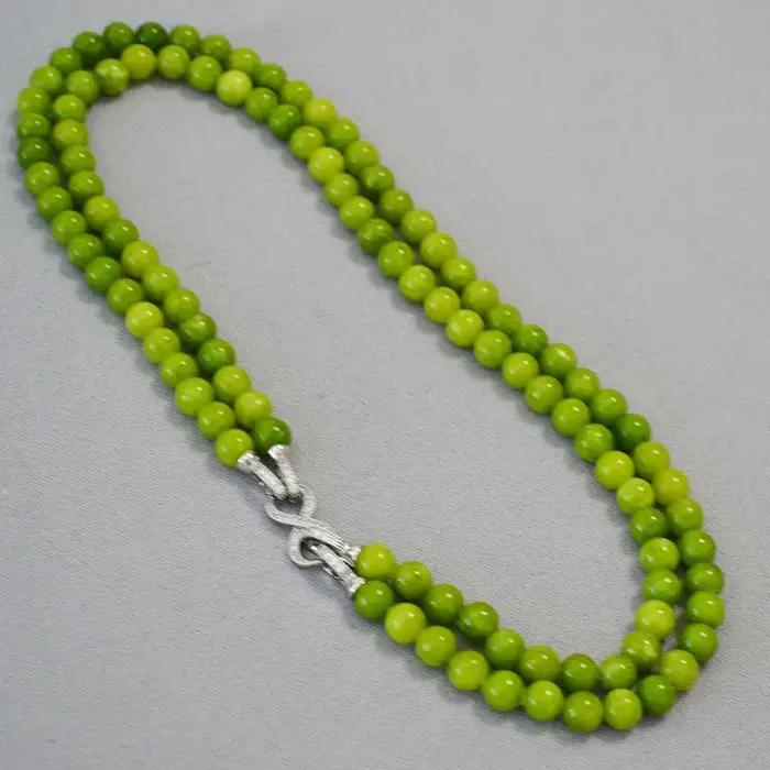 LENNIK Nouveau collier en serpentine olive de style chinois, chaîne superposée en zircon plaqué argent, réglable avec 8 fermoirs, bijoux de mode pour femmes
