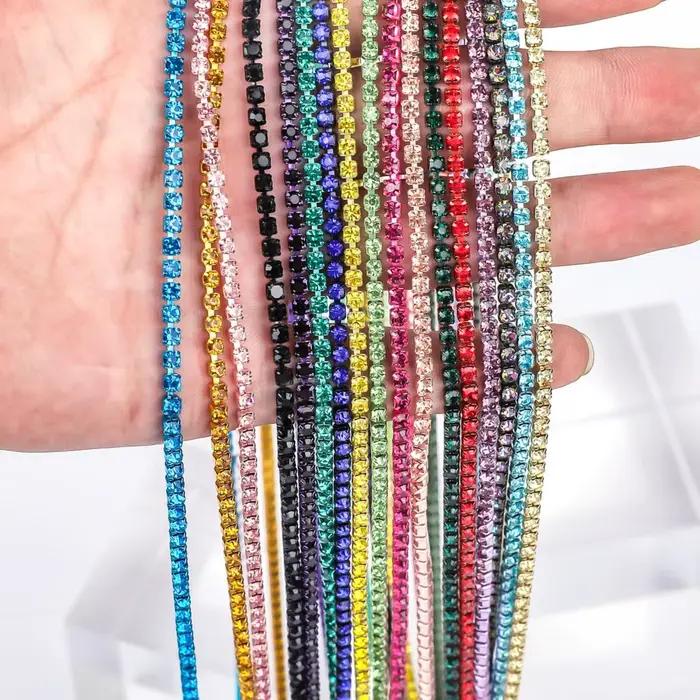 VC – Strass en cristal, 1 mètre/5yards, chaîne de tasse en pierre, or, diamant, Strass, appliques décoratives, garnitures en cristal pour robes