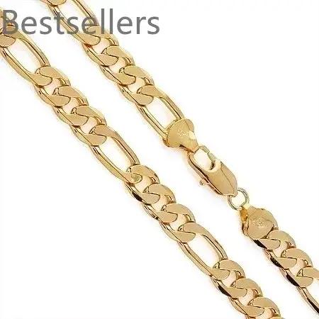Colliers en or 18 carats de haute qualité, 20 pouces, classiques, 4 mm, collier latéral pour hommes, bijoux de mode, cadeaux, fête de mariage, ne se décolore pas