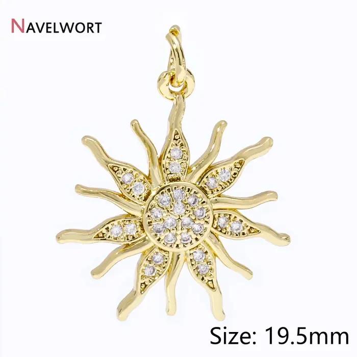 Pendentif en laiton plaqué or 18 carats avec breloques soleil en Zircon pour la création de bijoux DIY pour femmes occasions spéciales