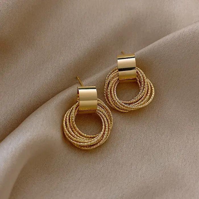 Boucles d'oreilles pendantes rondes en métal vintage pour femmes