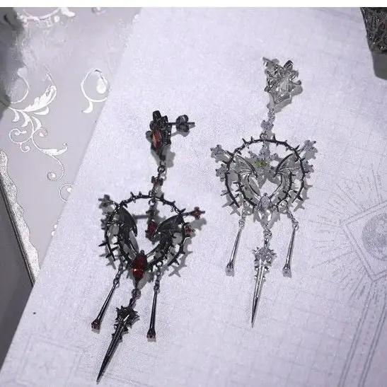 Boucles d'oreilles gothiques noires Vintage pour femmes