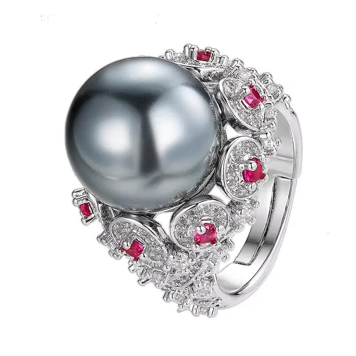 Bague en perles rondes réglables de 14mm