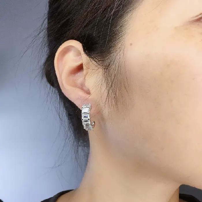 Huitan – boucles d'oreilles rectangulaires CZ pour femmes, magnifiques bijoux de mariage et fiançailles, cadeau d'amour délicat