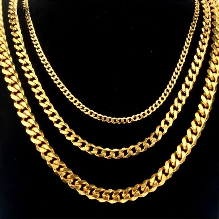 Collier en acier inoxydable avec maillons cubains pour homme et femme en or, argent ou noir pour différentes occasions et styles