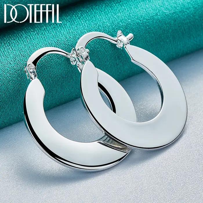 DOTEFFIL 925 en argent Sterling boucle d'oreille lisse pour femme mariage fiançailles fête mode charme bijoux