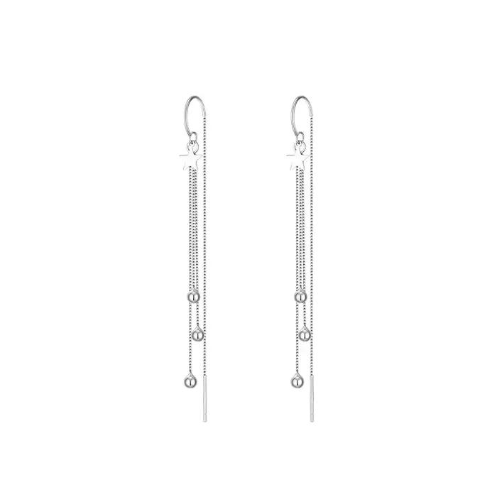 Boucles d'oreilles longues pampilles en argent Sterling 925 pour femmes romantiques et élégantes occasions spéciales