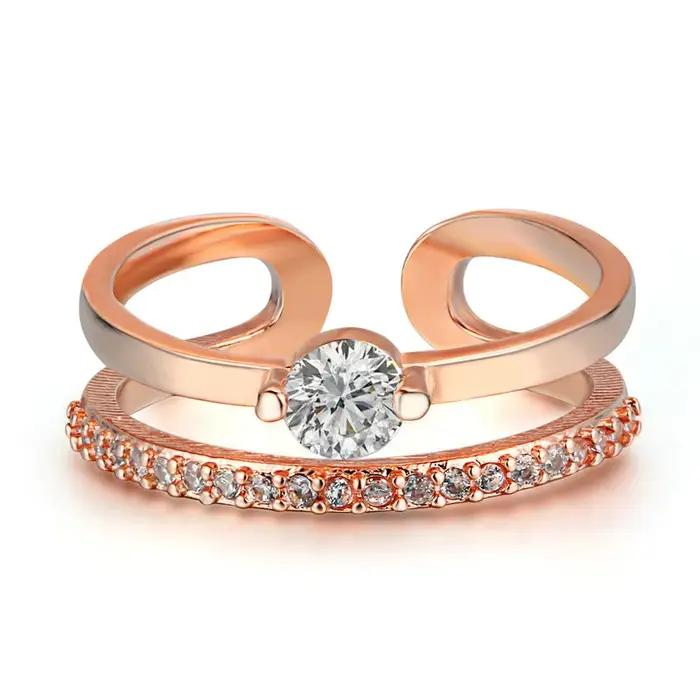 Bagues d'ouverture réglables Double Fair pour femmes, bijoux de fiançailles de mariage, bague cubiqu