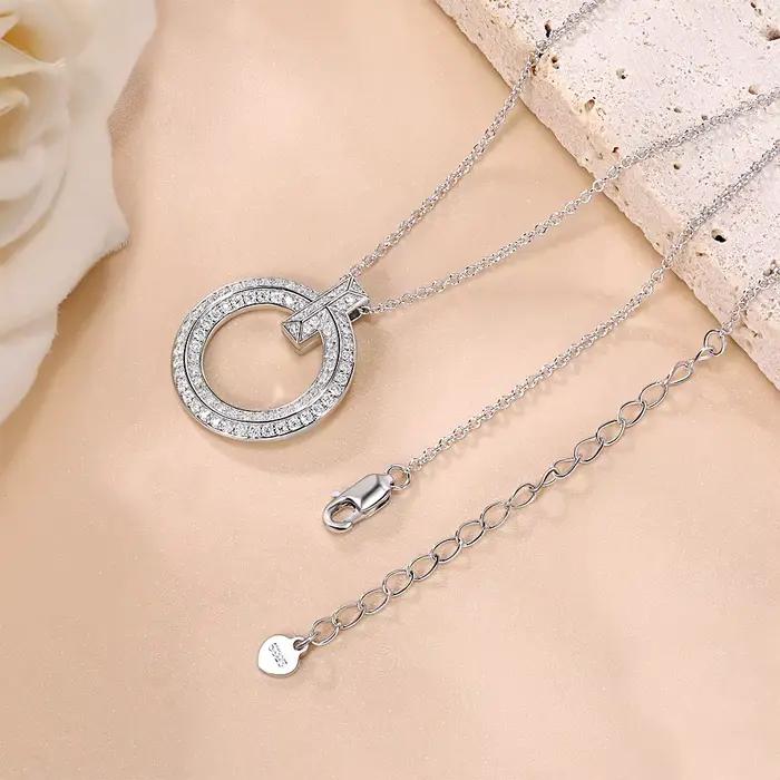 Collier en Moissanite avec certificat, chaîne en argent sterling 925 pour femmes, bijou de luxe élégant pour occasions spéciales