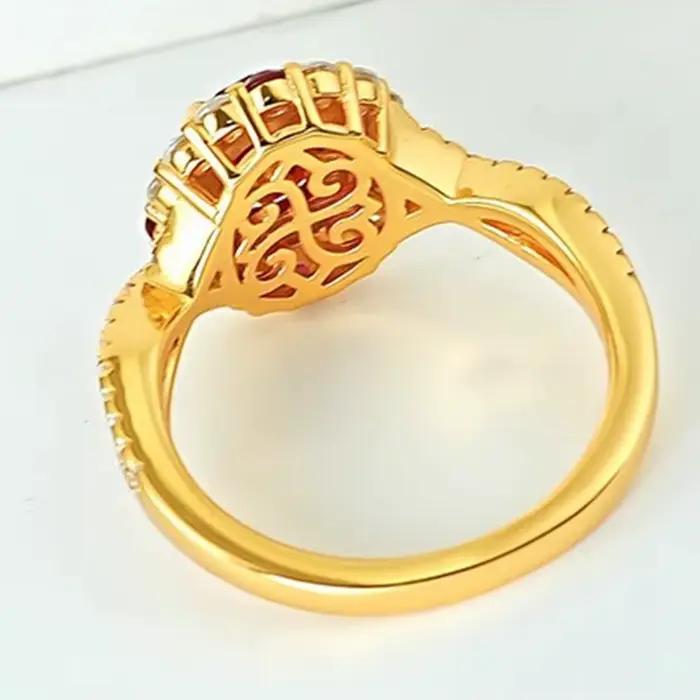 Vinregem 6*8MM taille ovale rubis haute teneur en carbone diamant gemmes bague Vintage pour les femmes 925 en argent Sterling fiançailles de mariage bijoux fins