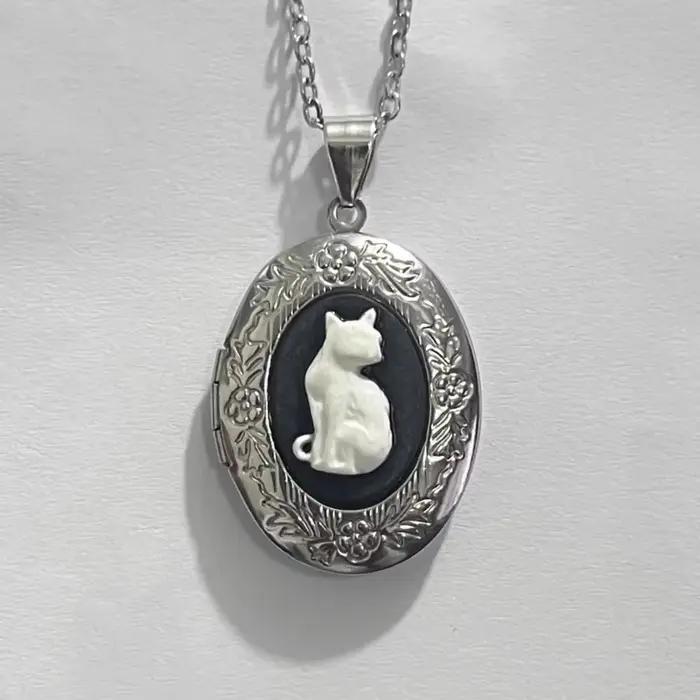 Colliers pendentifs chat vintage 2026 pour femmes et filles, chaîne de cou rétro avec photos, bijoux
