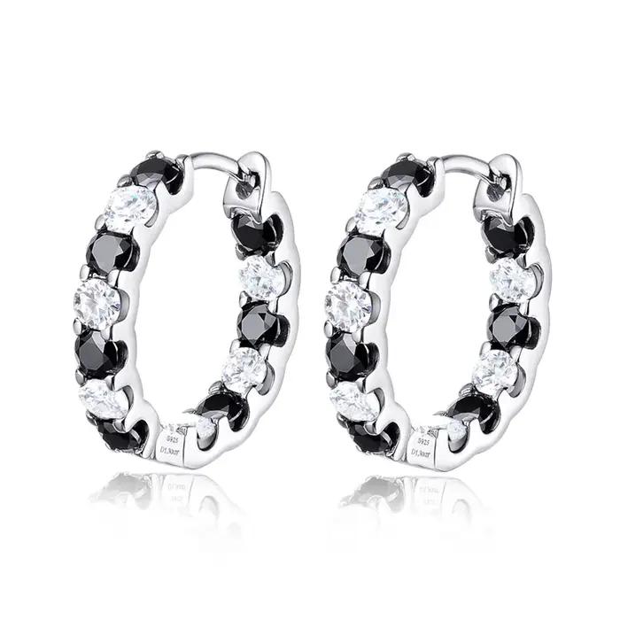 Boucles d'oreilles créoles en argent sterling 925 serties de moissonite vvs1 pour femmes occasions spéciales mariage anniversaire cadeaux