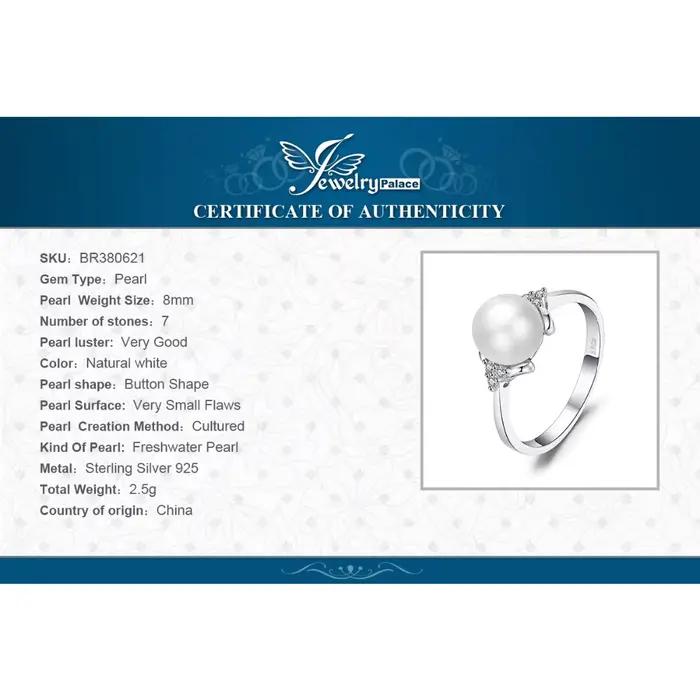 8mm Perle De Culture D'eau Douce 925 Bagues en Argent Sterling pour Les Femmes de Fiançailles Bague Tendance Cadeau De