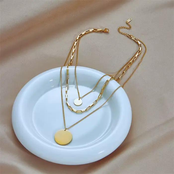 Pendentif rond en acier inoxydable couleur or pour femmes mode tracker d'humeur occasion spéciale colliers DIEYURO