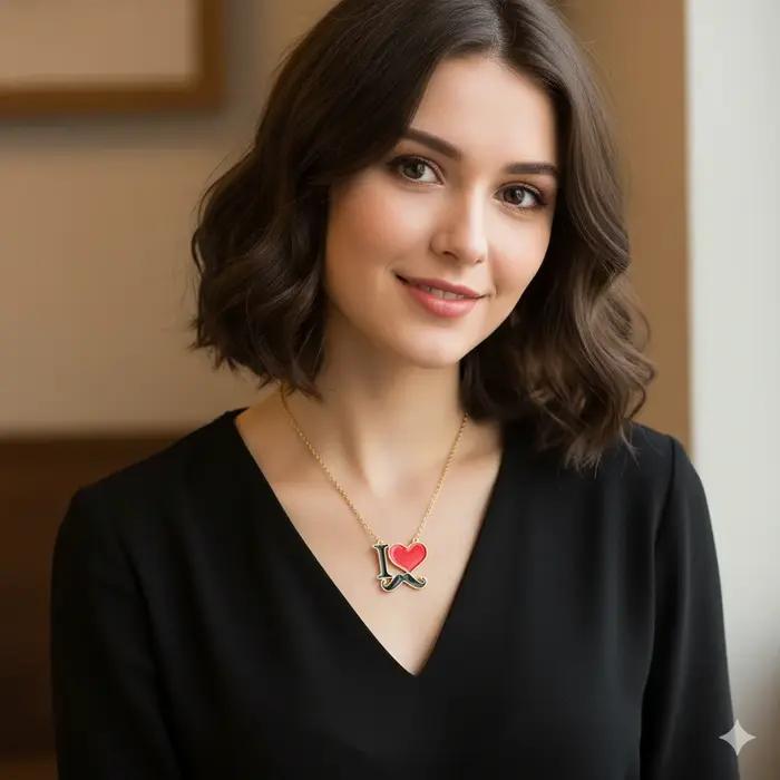 Collier en émail couleur argent et or avec pendentif cœur et moustache pour femmes et filles, bijou à la mode pour les meilleures occasions sociales