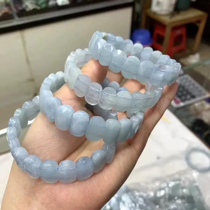 Bracelet de perles en pierre d'aigue-marine pour femme