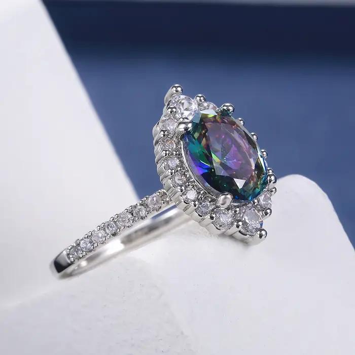 Huitan – bague Marquise ovale en Zircon coloré pour femme