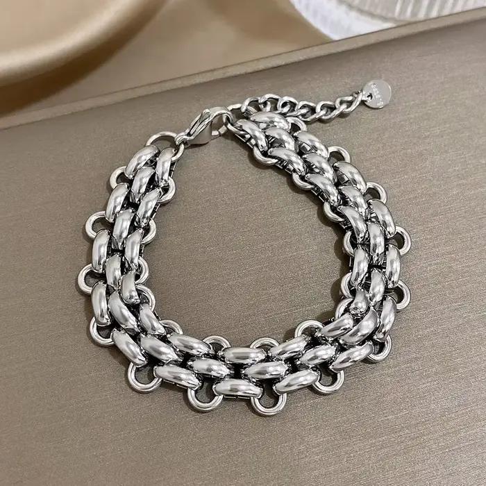 Bracelet à chaîne épaisse en acier inoxydable pour femmes