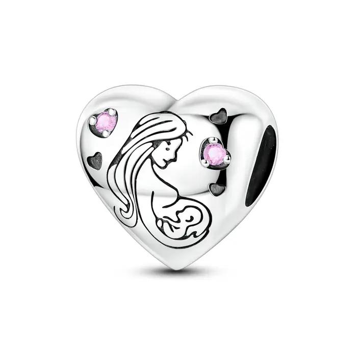 Breloques originales en argent Sterling 925, perle en forme de cœur pour femme enceinte, adaptées aux bracelets originaux, bijoux à faire soi-même, cadeau pour femme