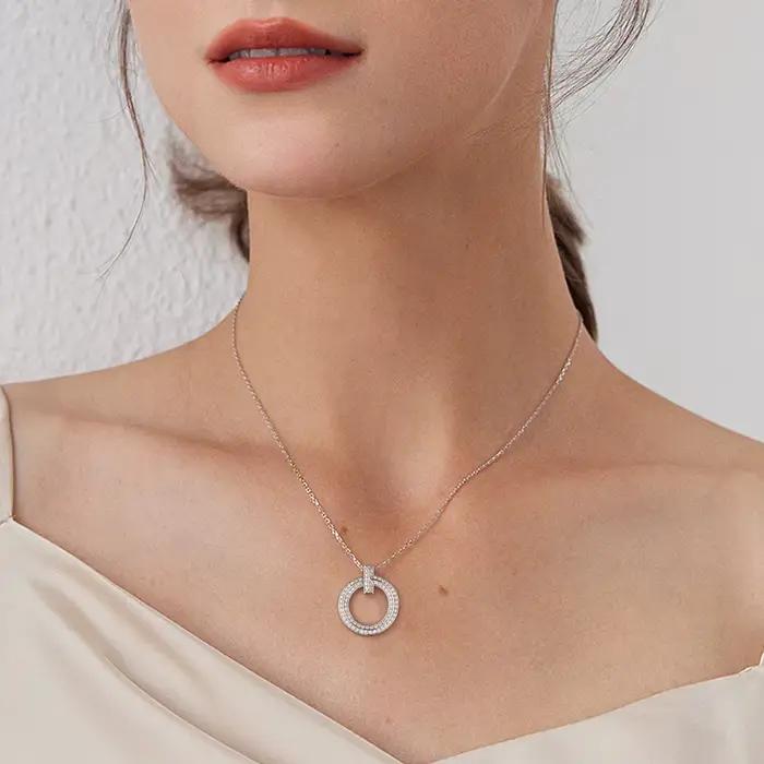 Collier en Moissanite avec certificat, chaîne en argent sterling 925 pour femmes, bijou de luxe élégant pour occasions spéciales