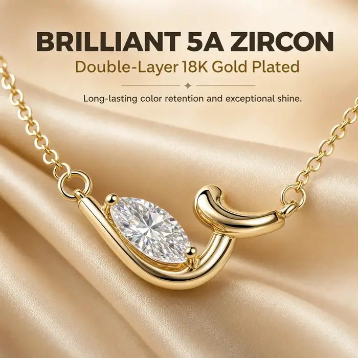 Moonmory – collier avec pendentif en laiton et zircon scintillant 5A