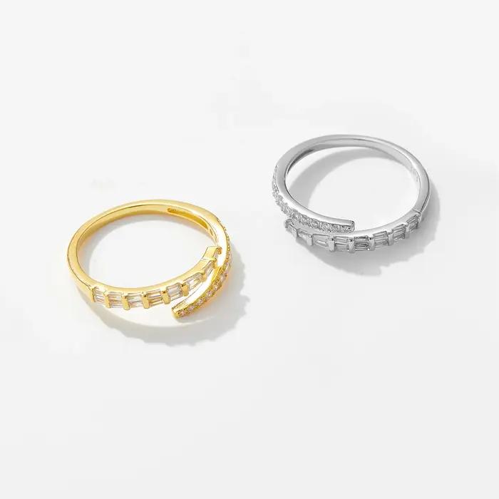 Bague en argent sterling 925 sertie de zirconium blanc élégante et classique pour femmes occasions spéciales