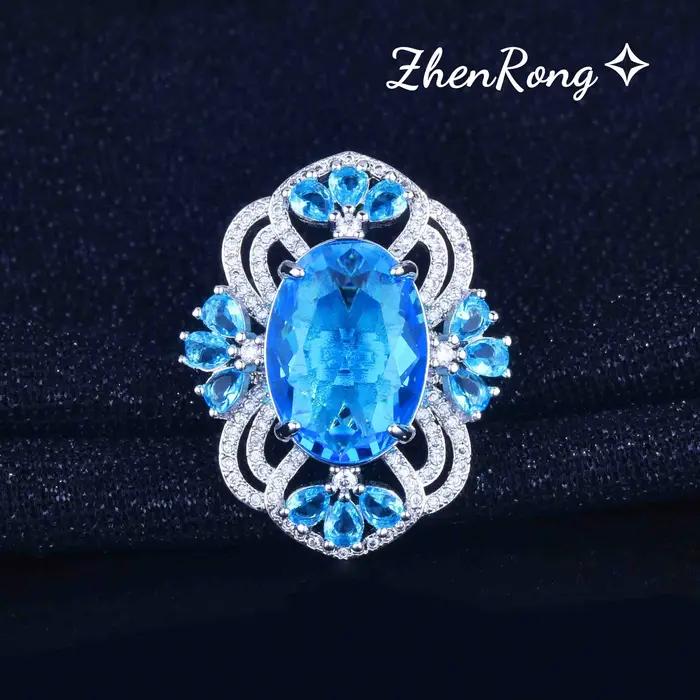 Foydjew Reykjavik esthétique luxe Banquet Simulation aigue-marine ensembles de bijoux mer bleu pierr