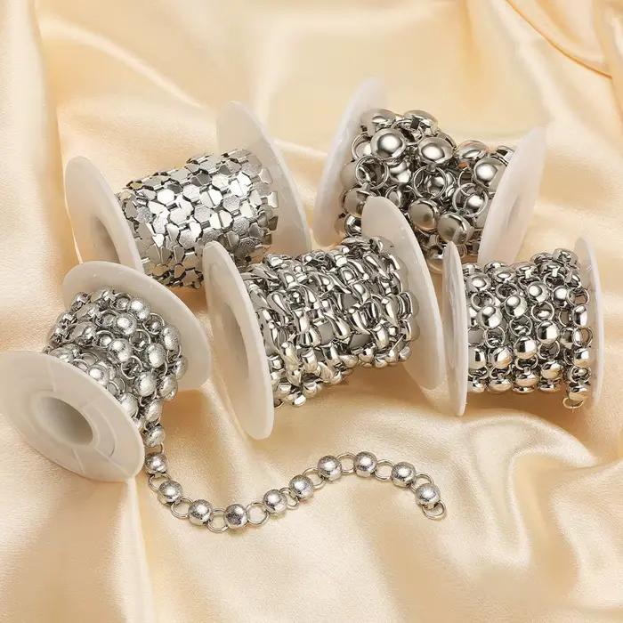 Chaînes combinées en acier inoxydable de 1 mètre, chaînes Punk Hip Hop, bricolage de bijoux faits à la main, fabrication de vêtements, fournitures de colliers et de bracelets pour hommes