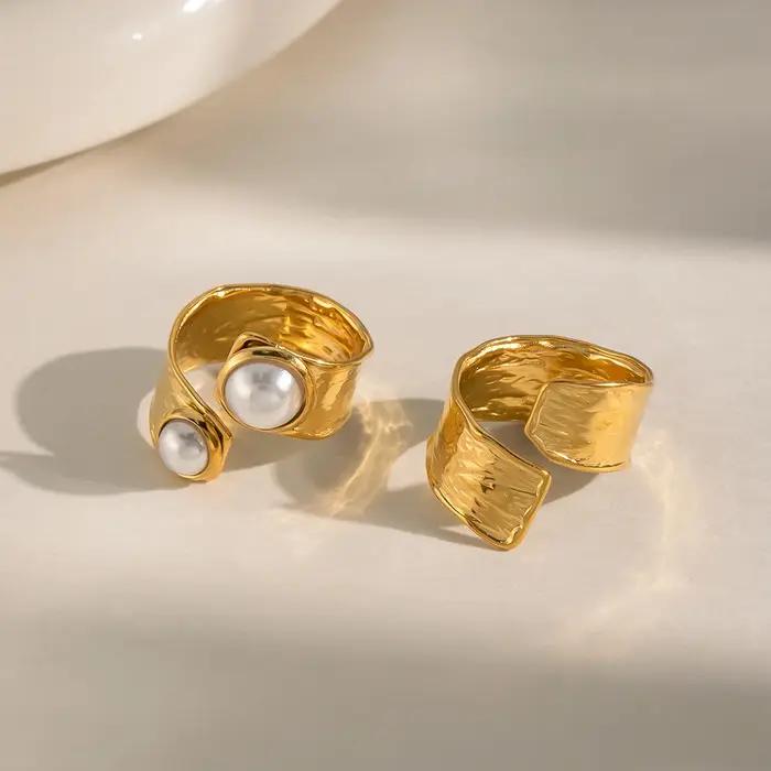 Bijoux Miia, élégantes bagues ouvertes ajustables en perles pour femmes