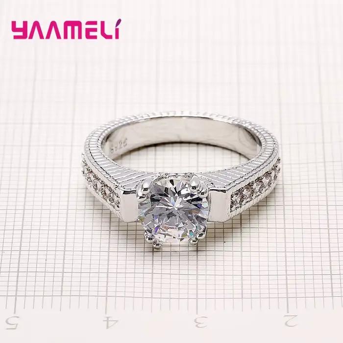 Ensemble de bagues de fiançailles élégantes en argent Sterling 925