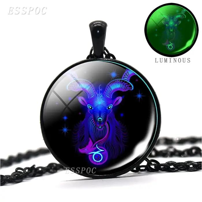 Collier Cabochon en Verre avec 12 Signes du Zodiaque