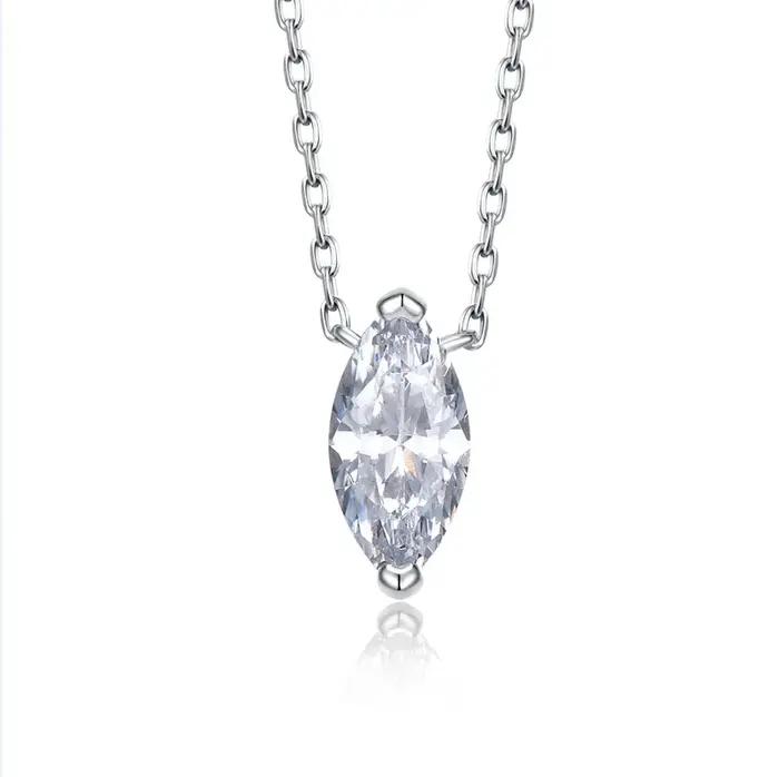 Collier avec pendentif Marquise/cout rond en Moissanite pour femmes, 1.1 carats, colliers en diamant