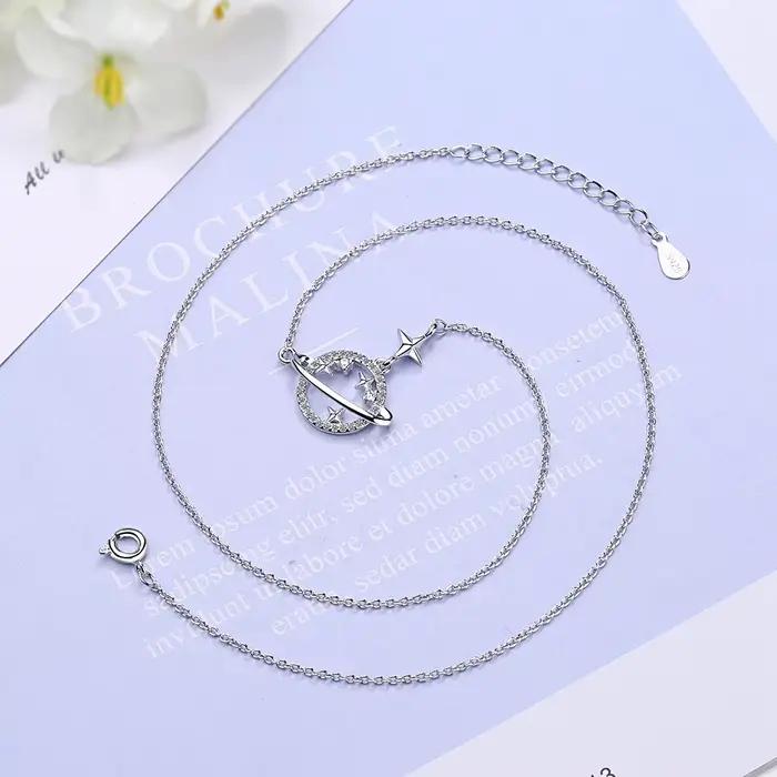 Colliers en argent 925 avec étoiles et zircons pour femmes